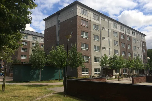 An overview of the housing area Klostergården Student house showing the two buildings (picture)