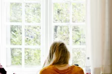 A female portraying student facing the window in front of her with the back to the viewer (picture)