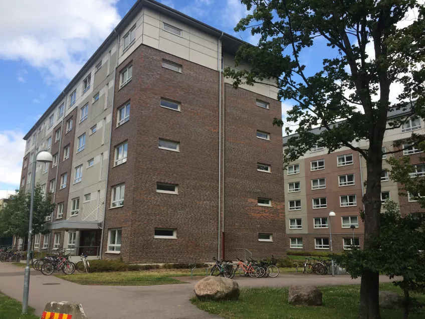 The exterior of the housing area Klostergården Student House seen from the south (photo).