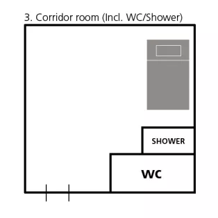corridor room incl WC and shower